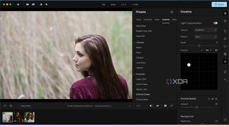 Creative light editing tools in Aperty portrait editor