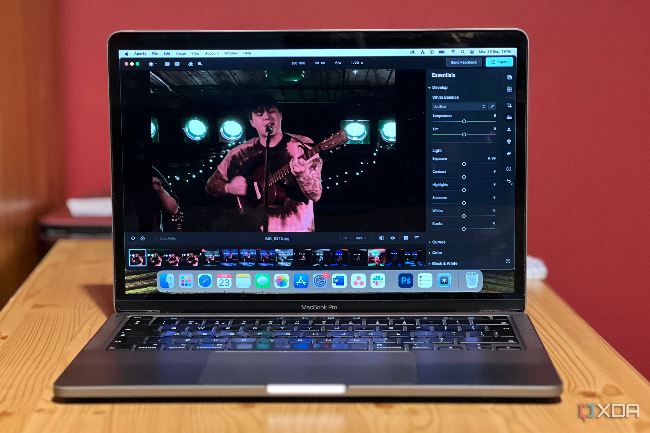 Aperty portrait editing software on MacBook