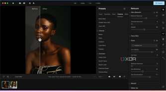 Aperty photo portrait editor with before and after