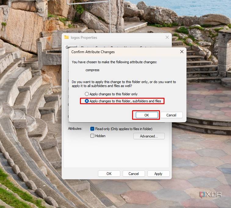image showing apply changes to this folder option