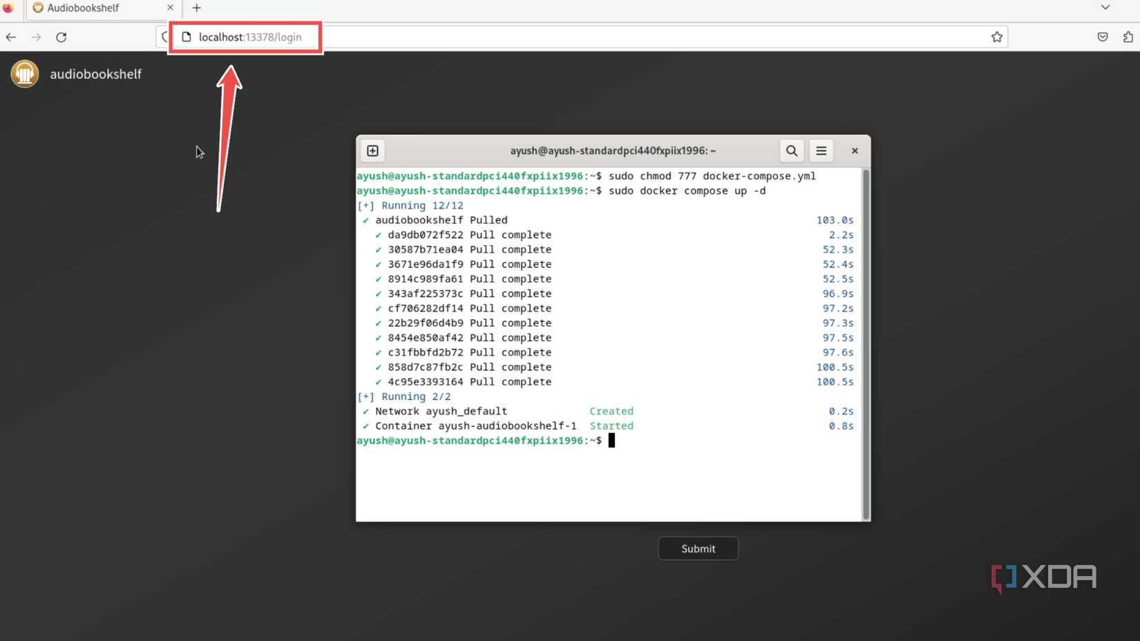 Accessing the Audiobookshelf container