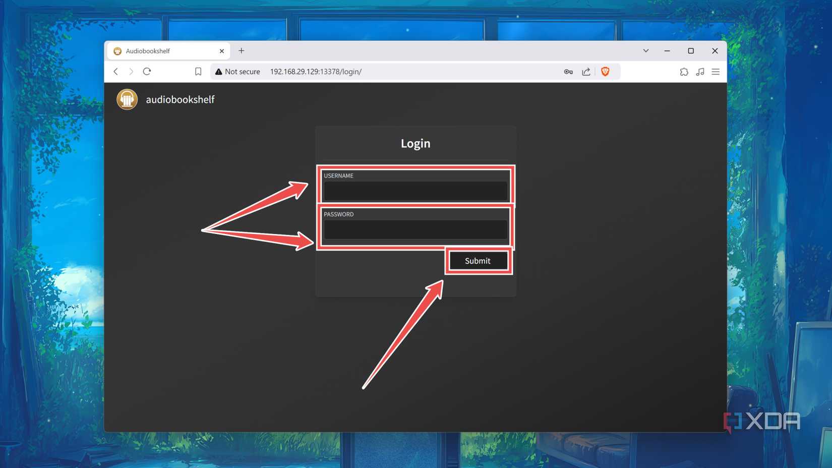 Logging into the Audiobookshelf web UI
