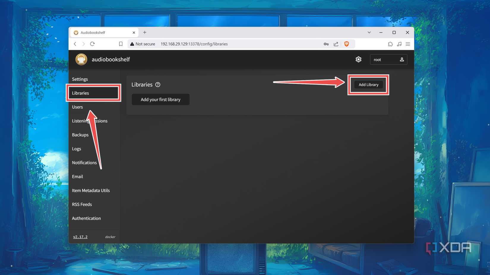 Adding a new Library in the Audiobookshelf web UI