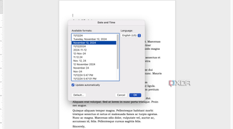 Choosing the date and time format