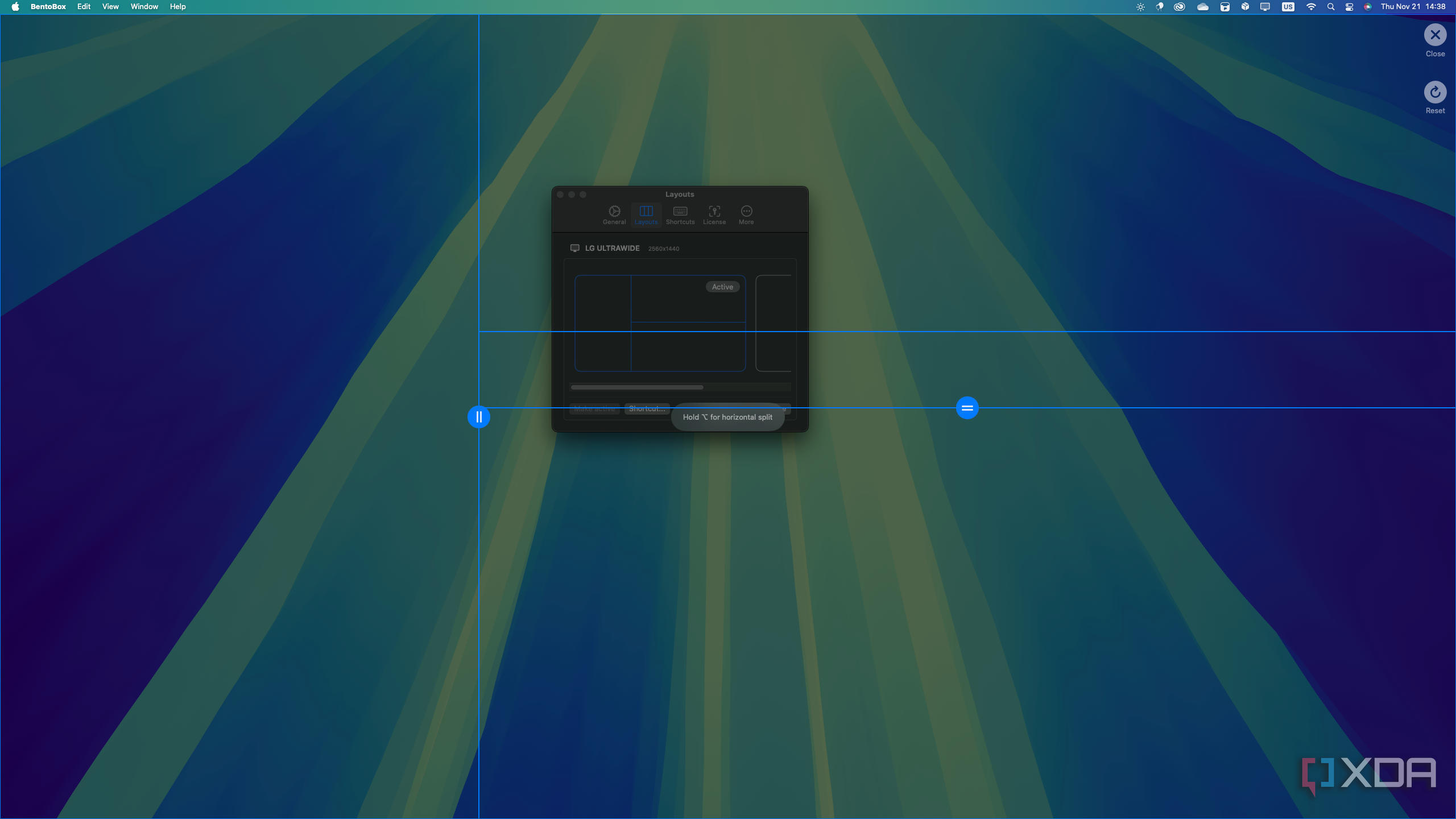 Screenshot of the layout editor in BentoBox with some divisions applied