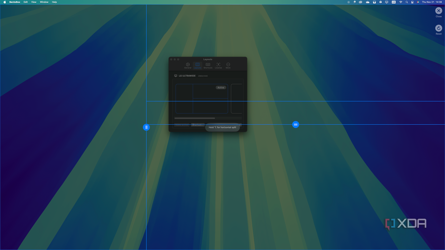 Screenshot of the layout editor in BentoBox with some divisions applied