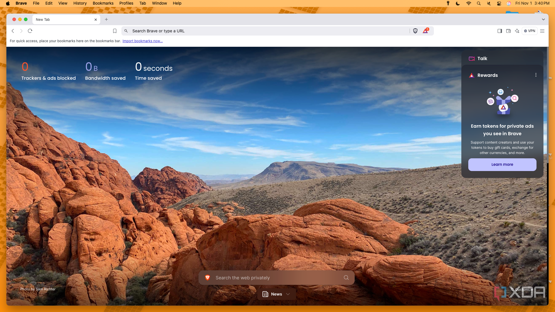 The Brave screenshot in macOS.