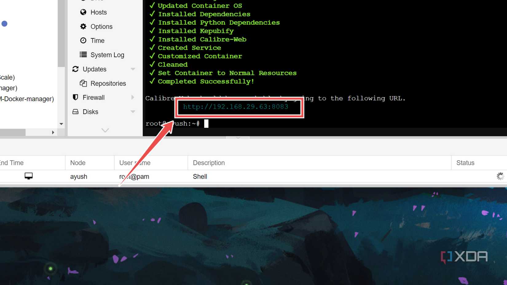 The Calibre Web IP address