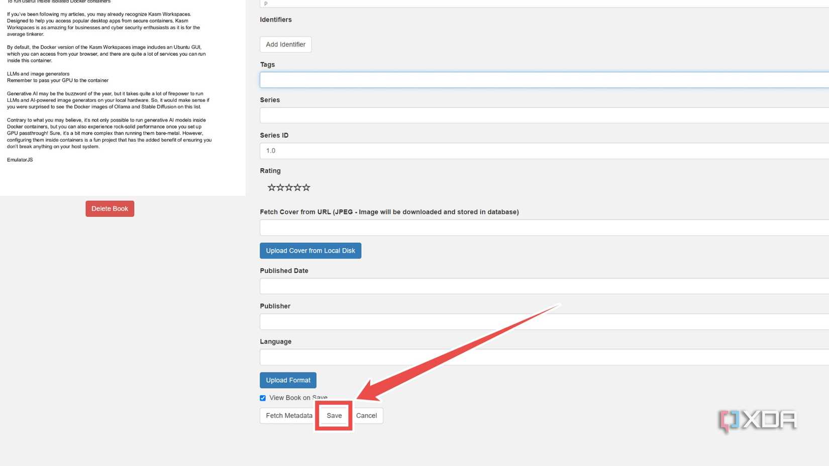 Updating an e-book's metadata on Calibre Web