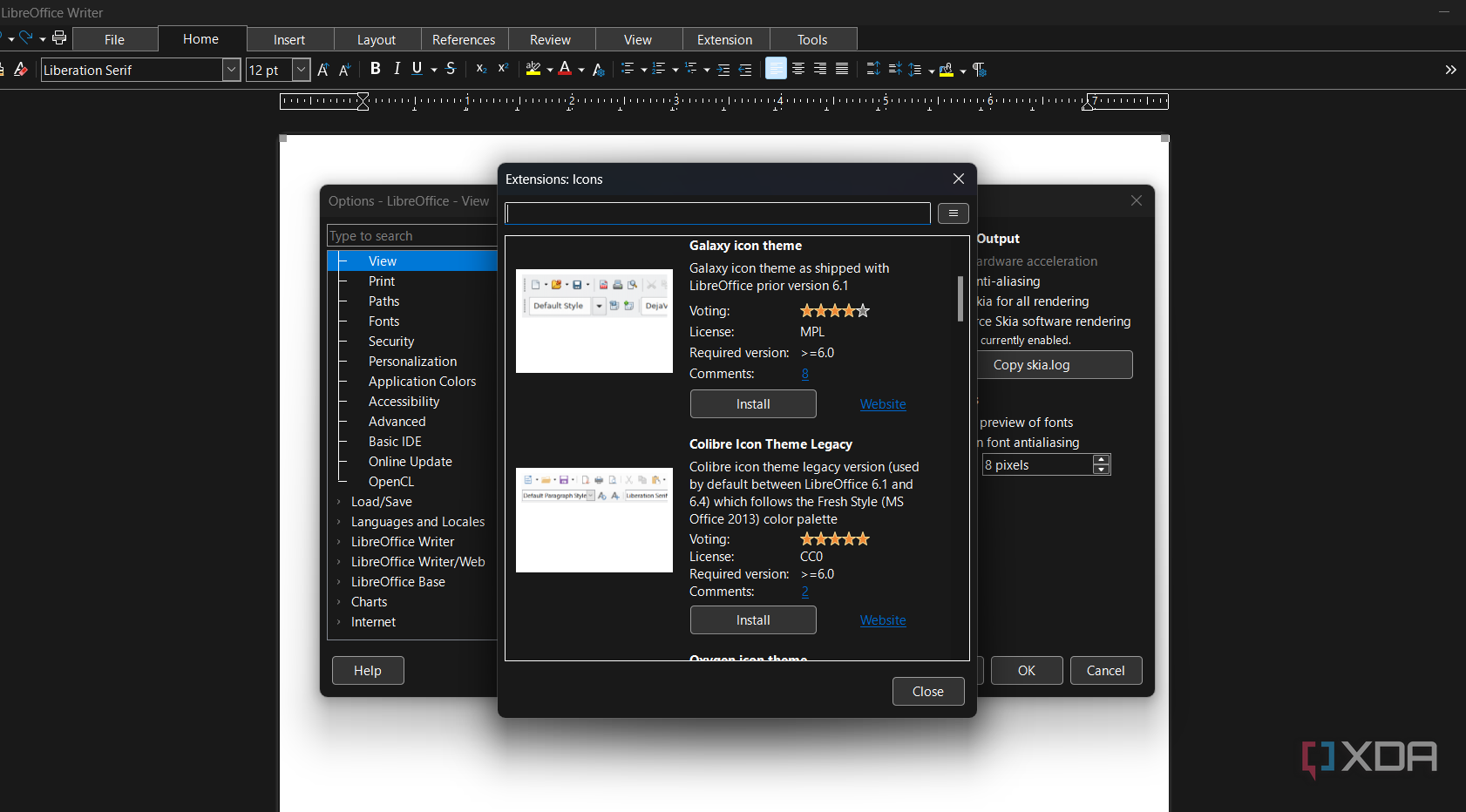 Changing the icon theme in Libreoffice