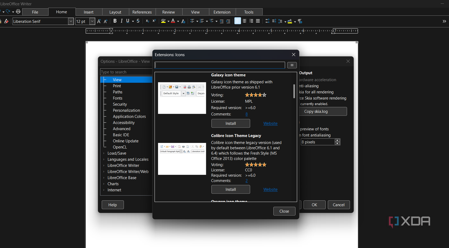 Changing the icon theme in Libreoffice