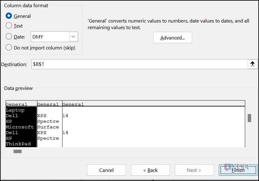 create columns in Excel from text string