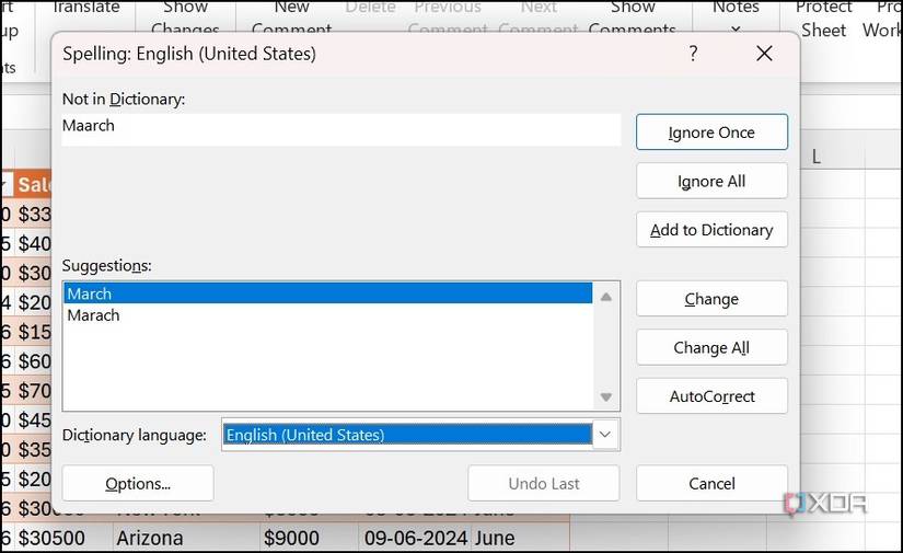 Fix spell in Excel