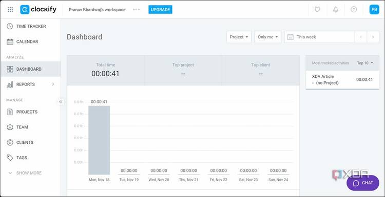 Clockify Dashboard
