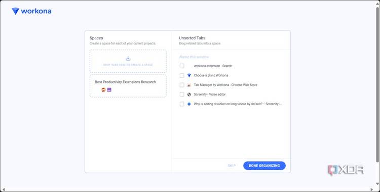 Creating space in Workona