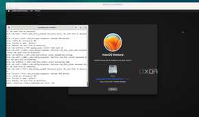 Selecting a boot drive in the macOS Recover environment running inside a Docker container