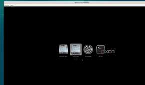 Selecting the macOS installer drive in the macOS Recover environment running inside a Docker container