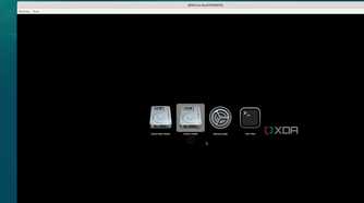 Selecting the macOS installer drive in the macOS Recover environment running inside a Docker container