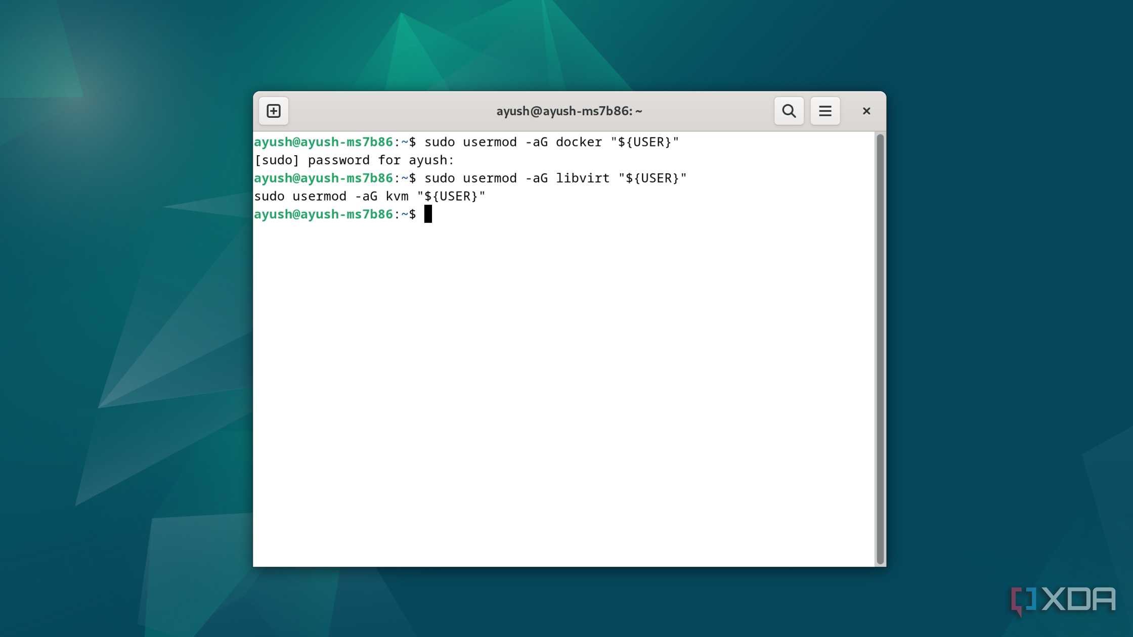 Running the usermod command in Debian