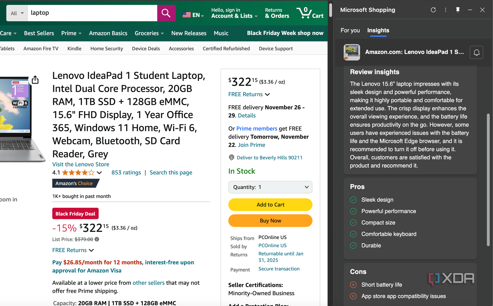 Screenshot showing Edge user insights