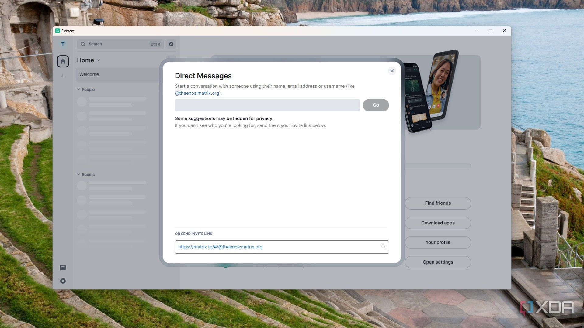 image of the element direct message tab