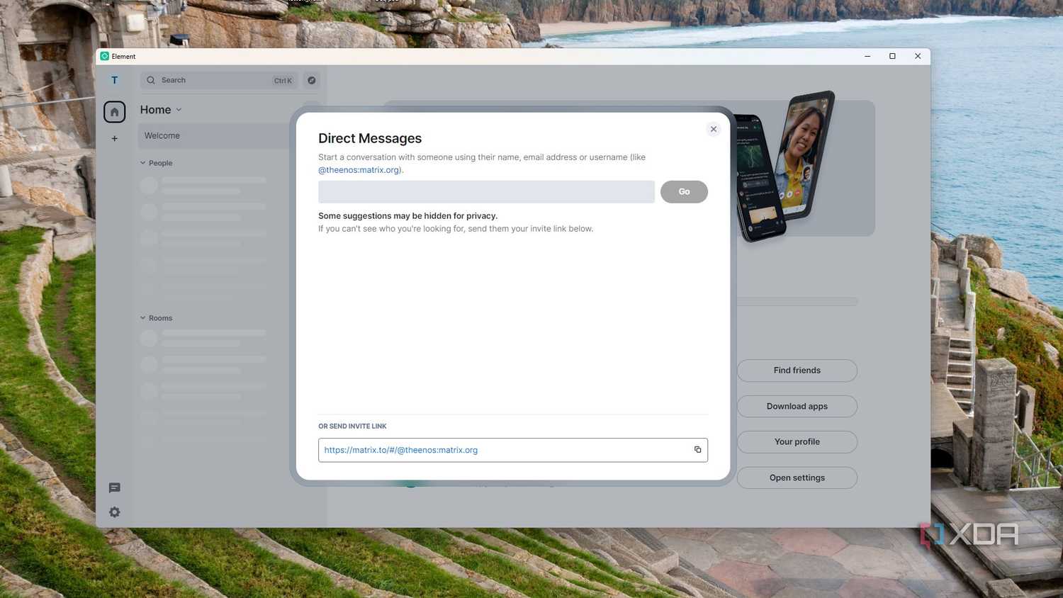 image of the element direct message tab