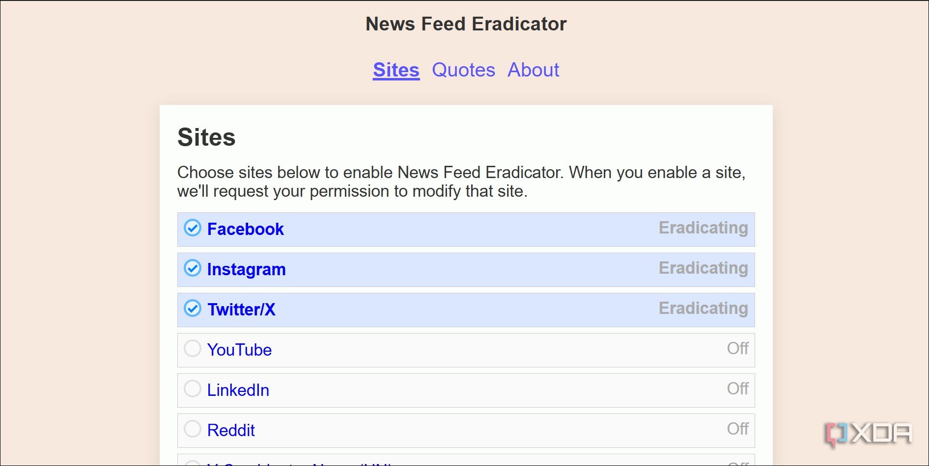 Enable News Feed Eradicate