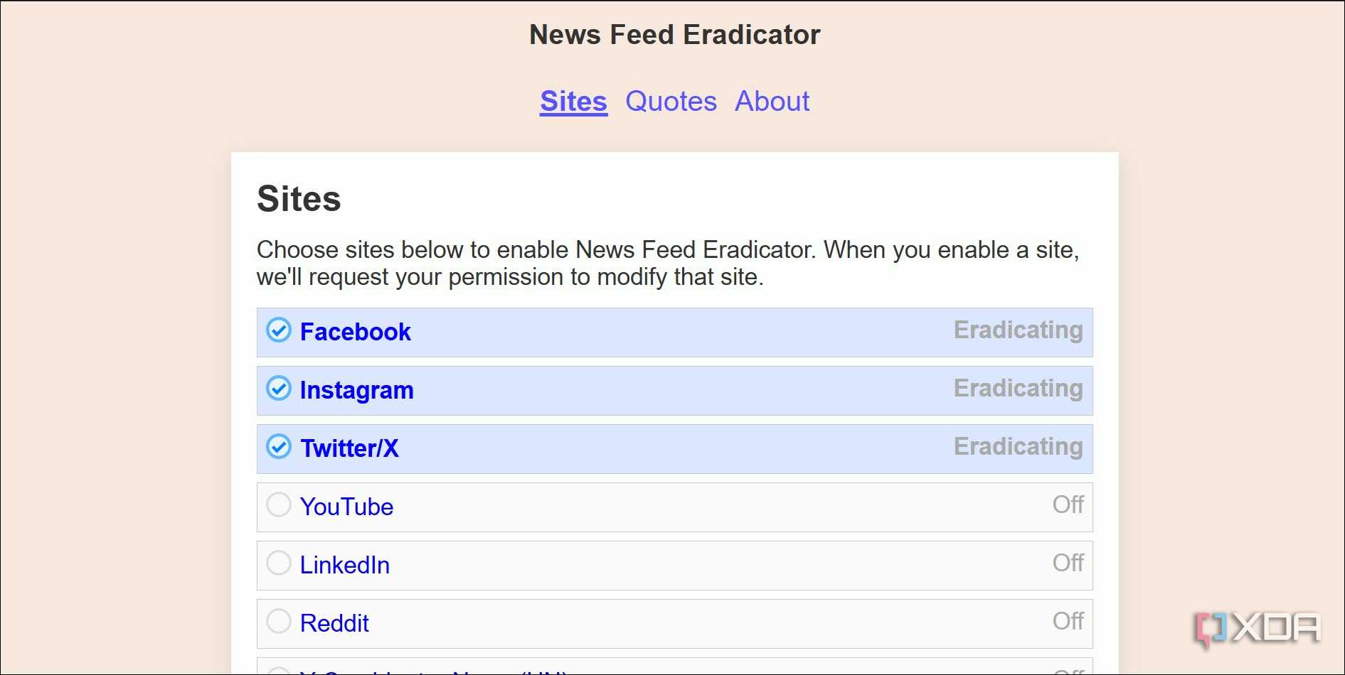 Enable News Feed Eradicate