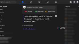 Facebook feed showing motivational quote