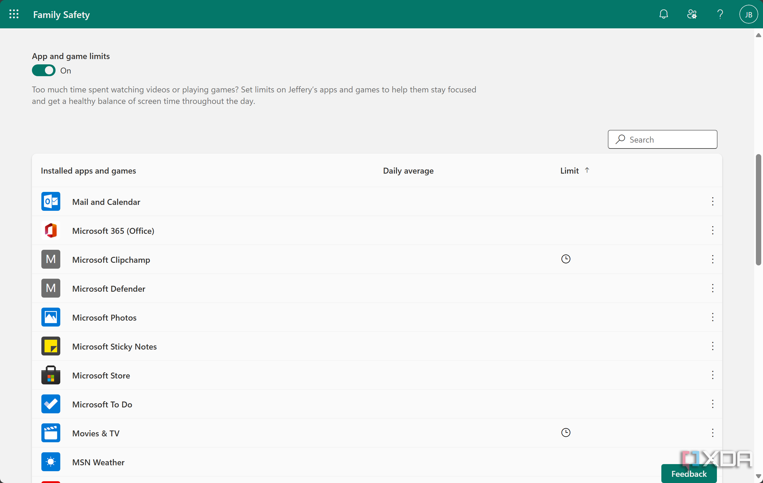 Family Safety App Settings