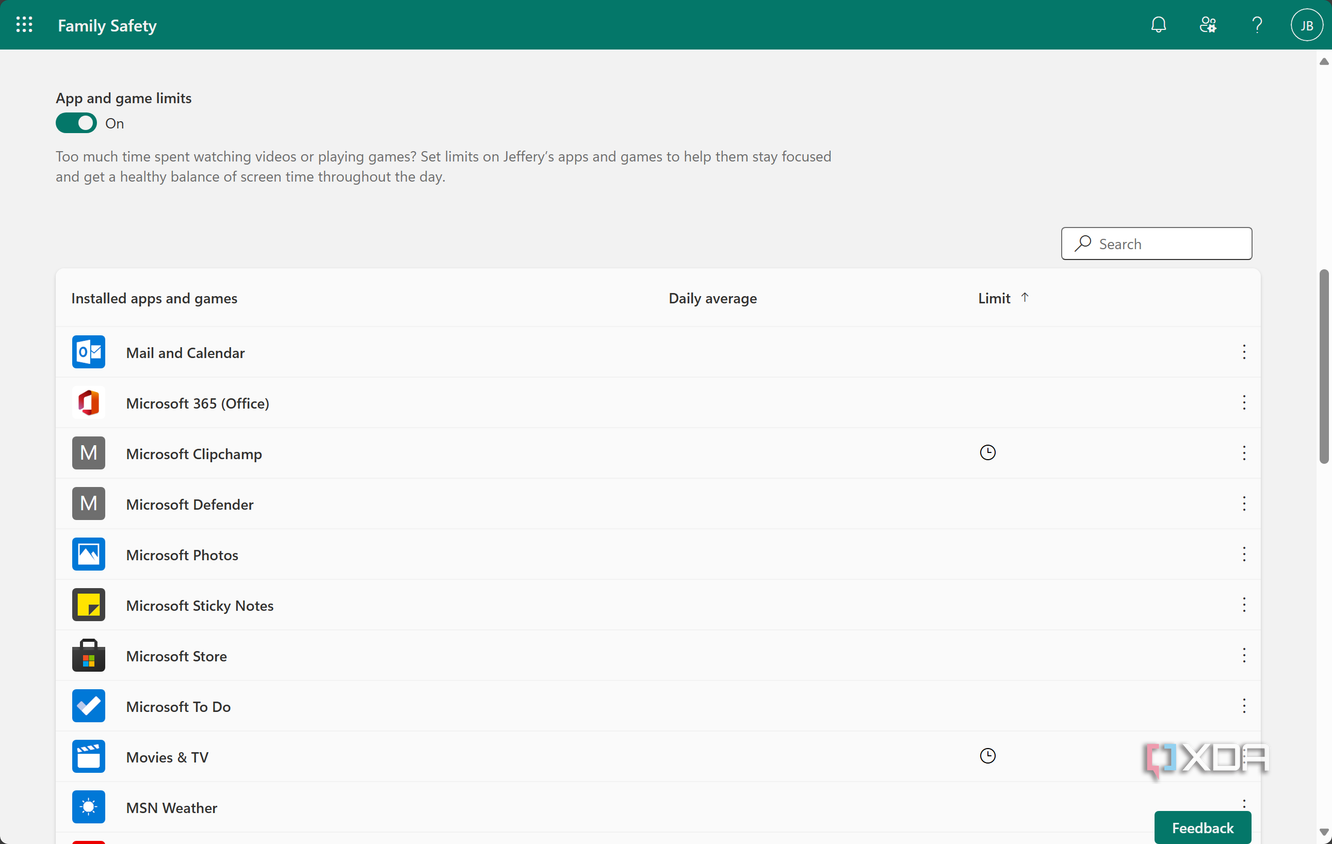 Family Safety App Settings
