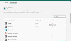 Family Safety blocked apps