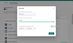 Family Safety set limit