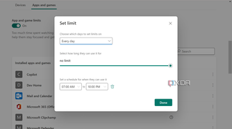Family Safety set limit