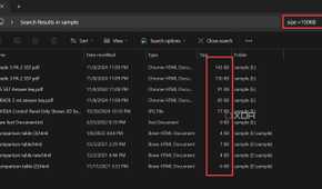 Filter to search files by size