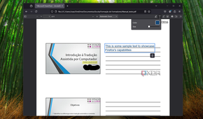 Screenshot of Mozilla Firefox displaying a PDF file and using the text tool