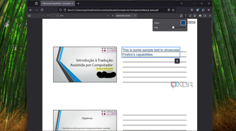 Screenshot of Mozilla Firefox displaying a PDF file and using the text tool