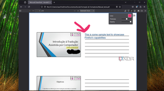 Screenshot of Mozilla Firefox displaying a PDF file and using the pen tool