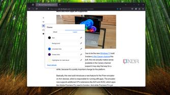 Screenshot of reading mode theme options in Mozilla Firefox