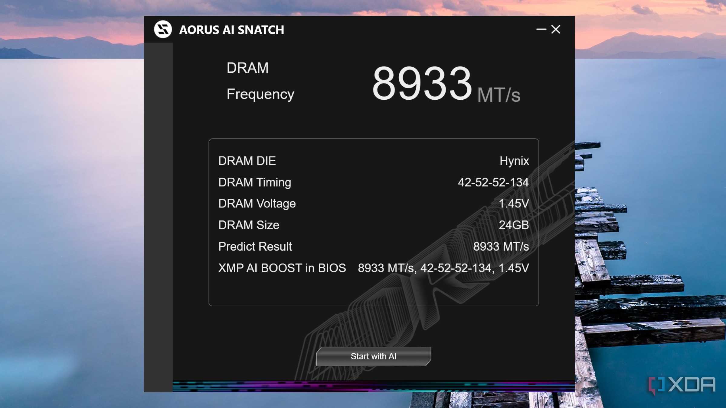 screenshot of gigabyte aorus ai snatch ram training utility