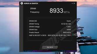 screenshot of gigabyte aorus ai snatch ram training utility