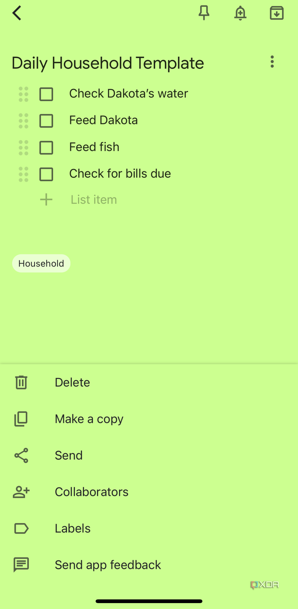 Google Keep Daily Template make copy
