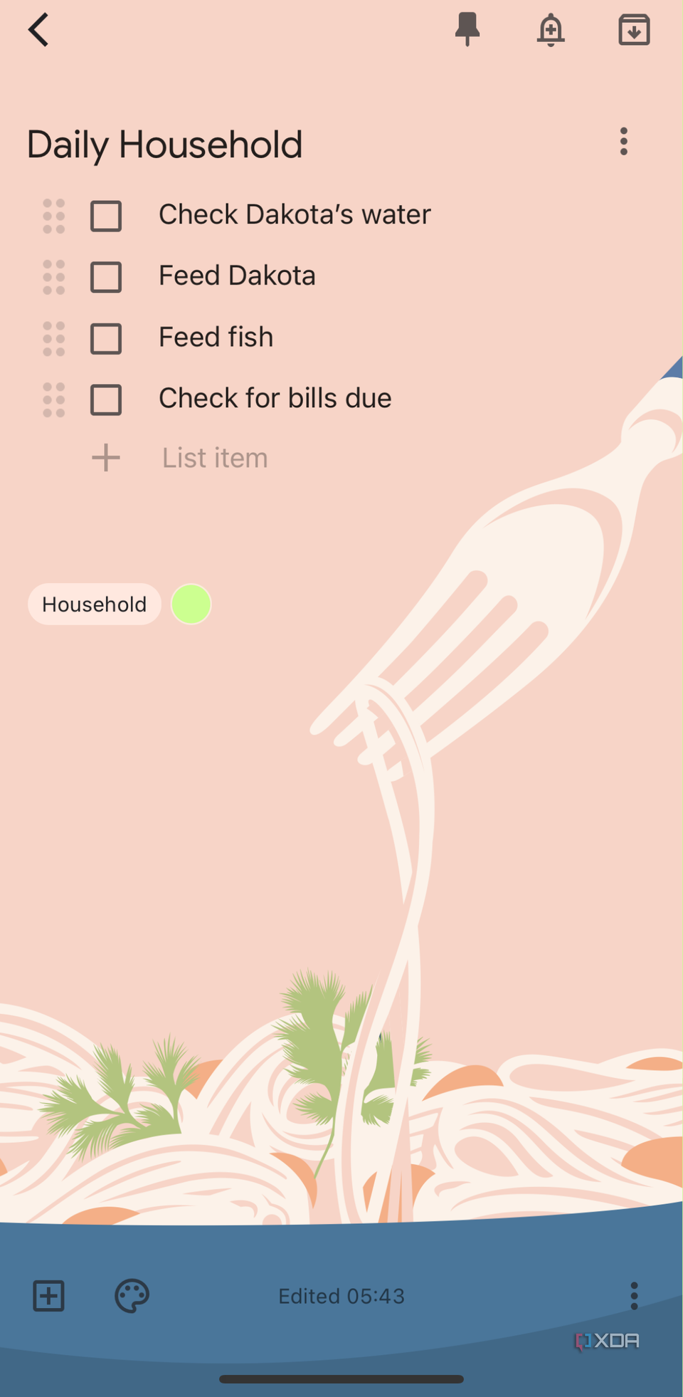 Google Keep Template to Todays Tasks