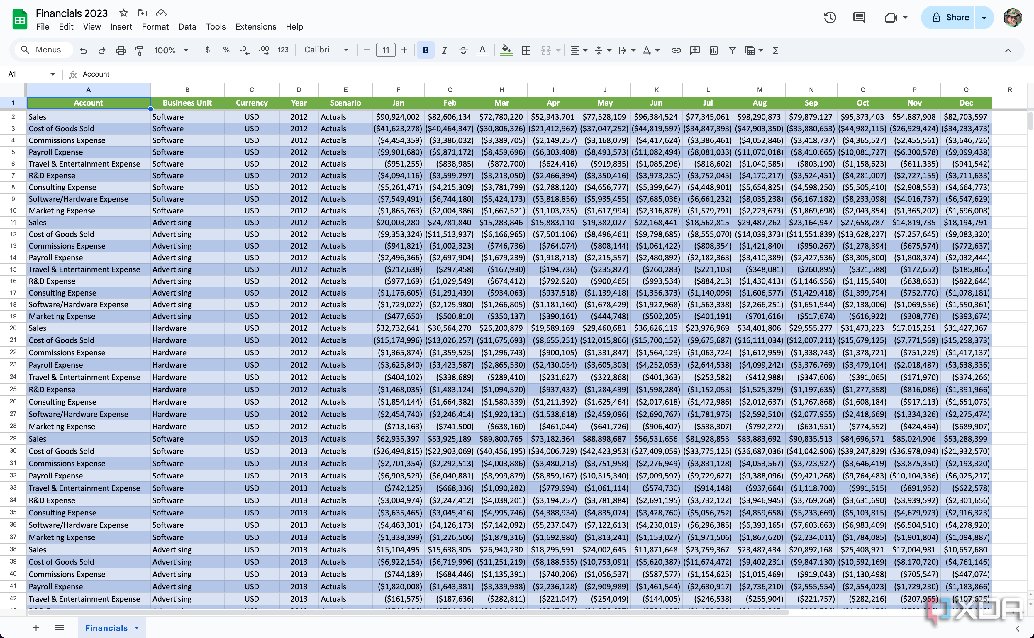 Google Sheets Example