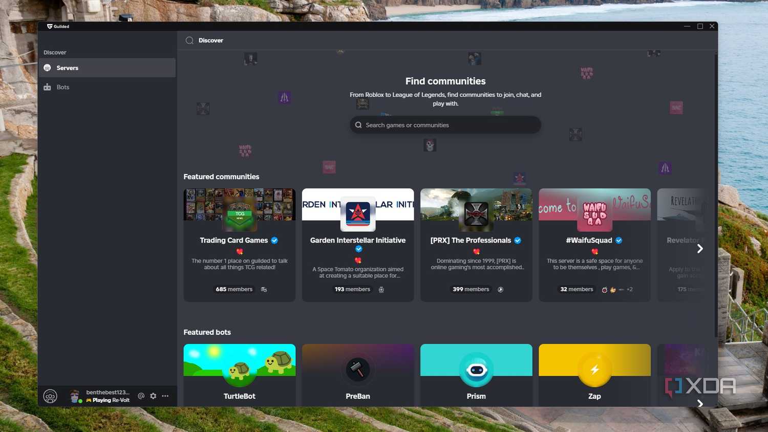 image showing the discover communities tab in guilded