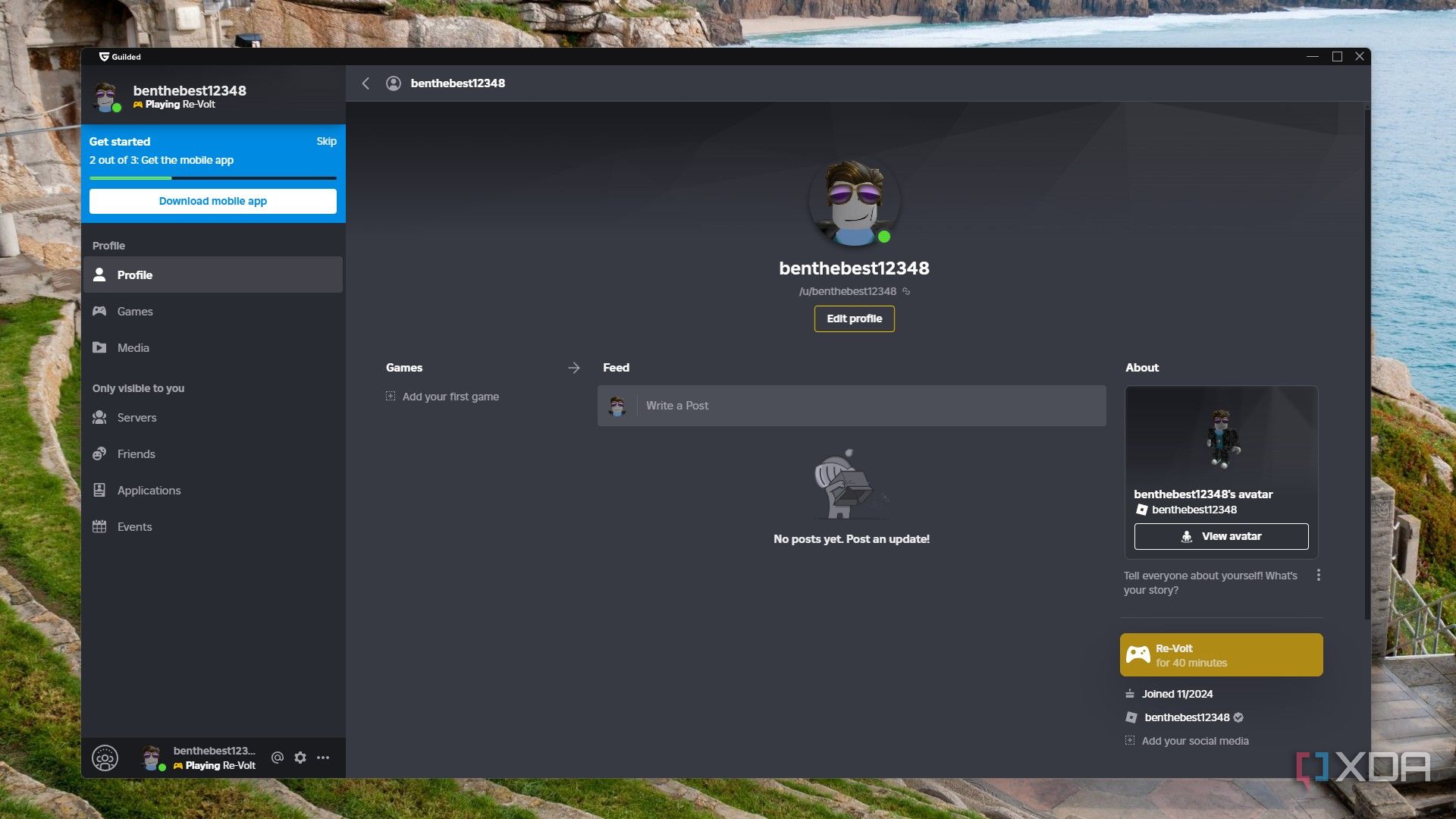 image showing the guilded my profile tab