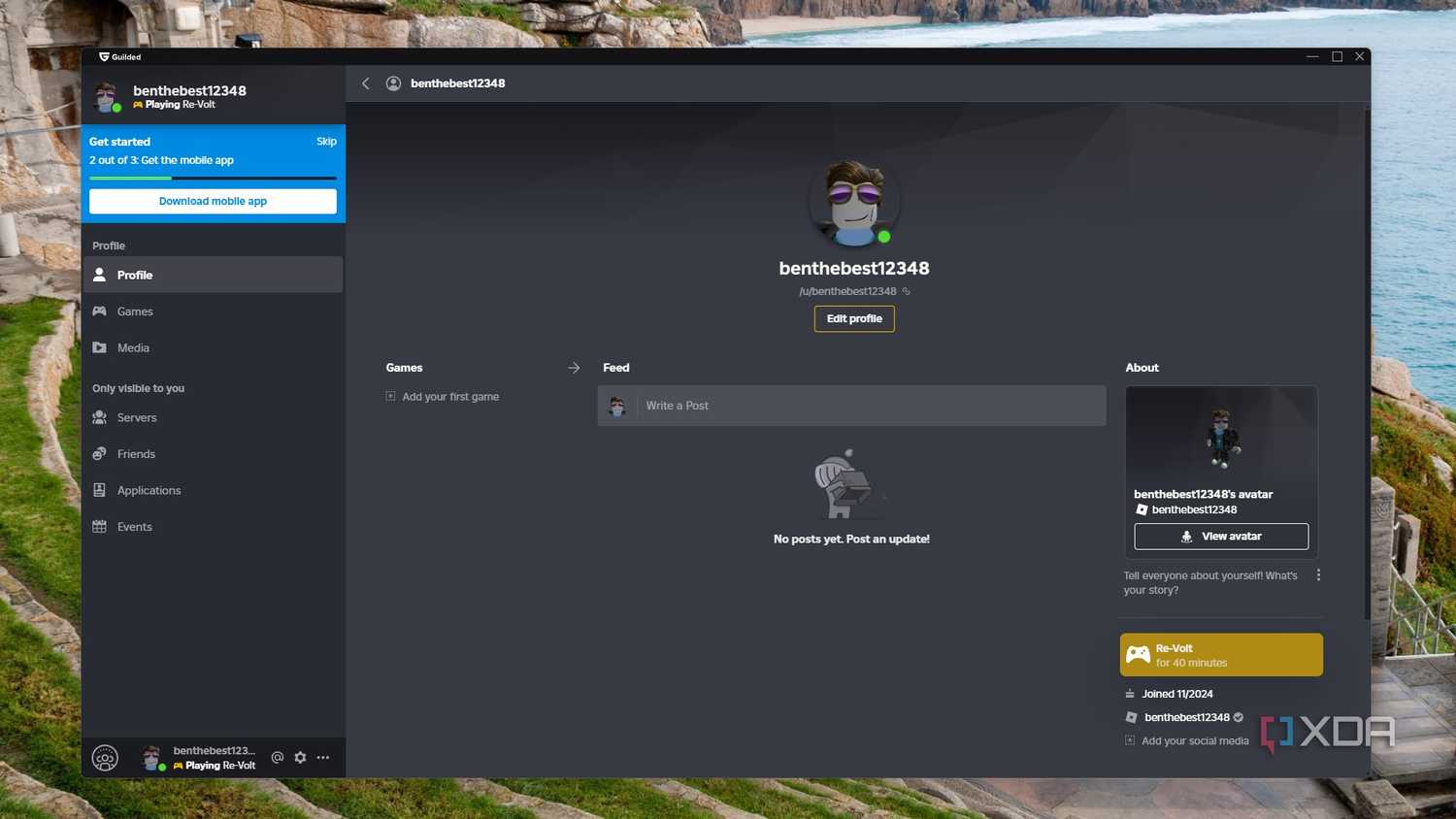image showing the guilded my profile tab