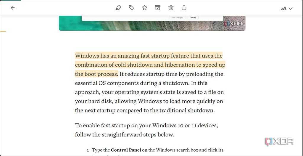 Highlighted text in Pocket reading mode