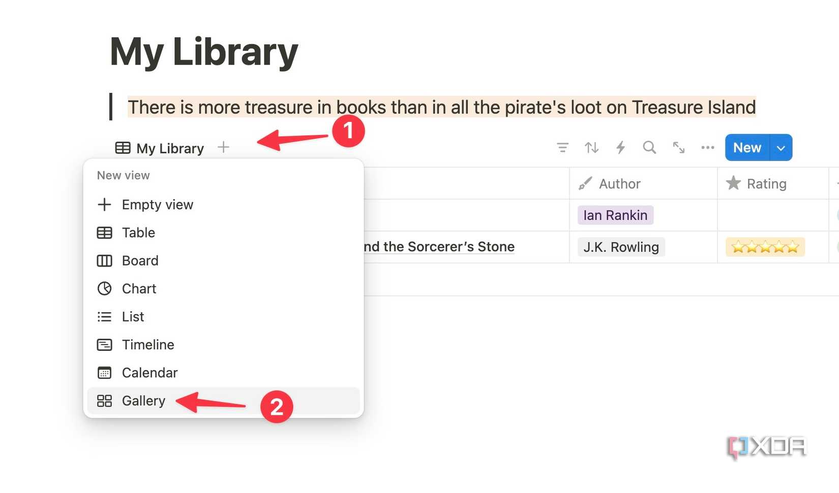 add gallery view in Notion