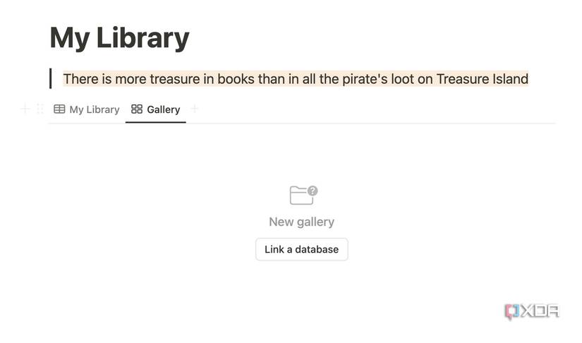 Link database in Notion gallery view